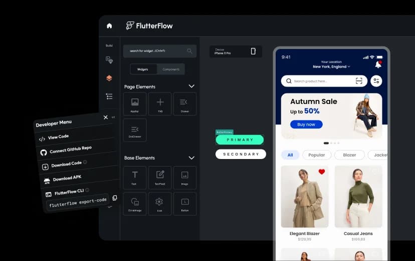 FlutterFlow mobile and web applications
